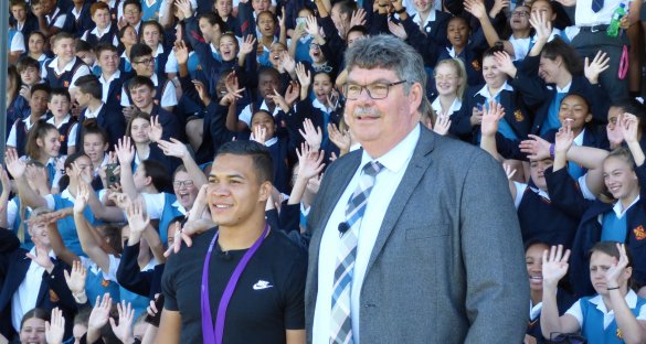 Rugby hero Cheslin Kolbe surprises his alma mater