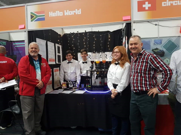 Protea Heights Academy fly SA flag at World Robotics Olympiad2
